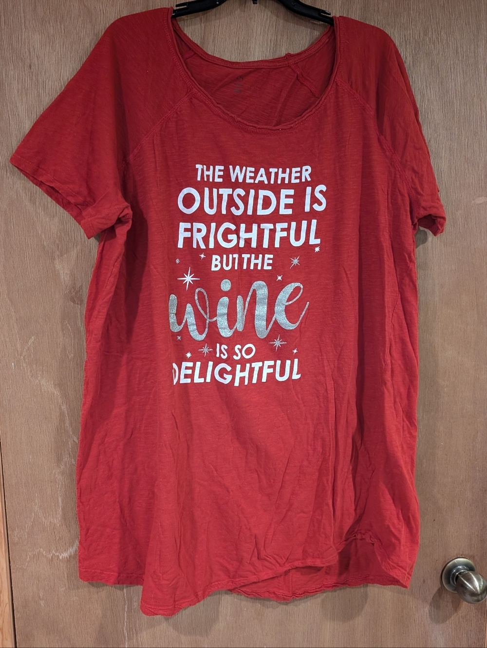 Red Graphic Wine Quote Night-Shirt